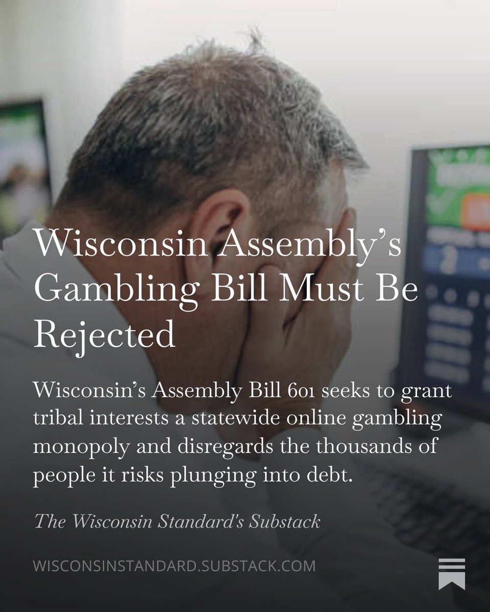WIStandard's tweet image. READ:

“In an era of economic uncertainty–inflation that continues to dwindle savings, coupled with increasing housing prices–young men who start their 20s with thousands of dollars of debt from online sports gambling face a life-altering obstacle”

Link in replies.