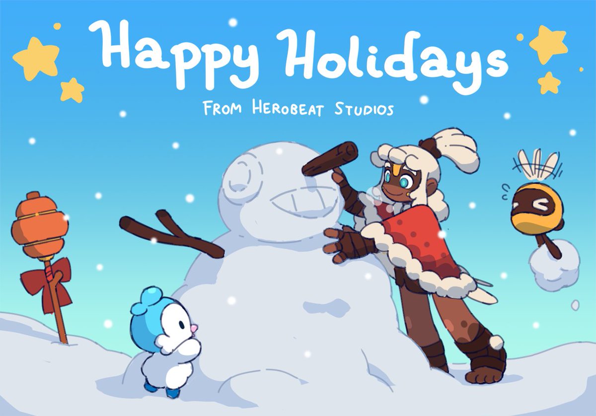 Season's greetings from Herobeat Studios.

A small break to breathe, to play, and to reconnect, before the next adventures begin.

#indiedev #gamedev #rewilders Art by <a href="/iratiotalora/">Irati Otalora</a>