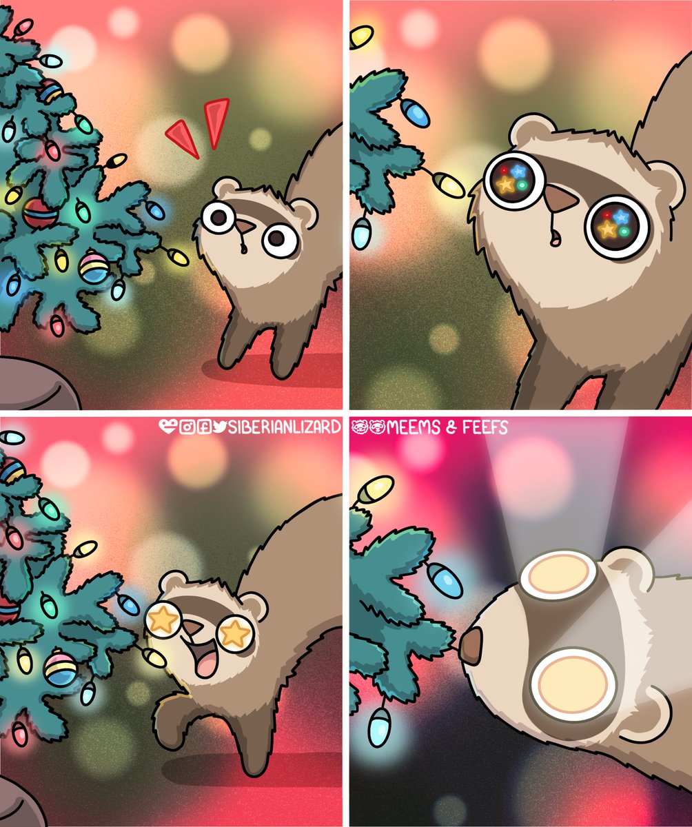 Tis the season to be silly and shine bright! How are your trees holding up? #ferret #comic