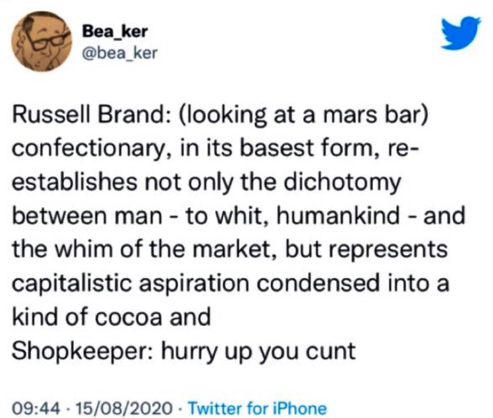 dank_ackroyd's tweet image. Can’t see the words ‘Russell Brand’ without sharing this absolute belter @bea_ker 🙏