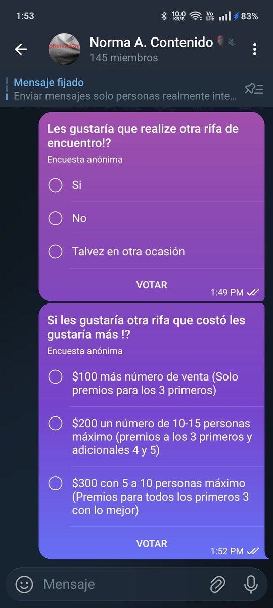 damaspach2025's tweet photo. Vayan a mi telegram y contesten la encuesta estaré pendiente de sus opiniones  https://t.co/dTyR2LXzJS https://t.co/u9l4HXjkz4