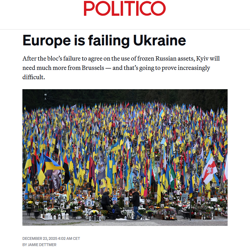 🗞️🇺🇦🇪🇺“Due to the reduction in U.S. financial support, Ukraine’s budgetary shortfall over the next two years will be closer to $160 billion. Simply put, Ukraine will need much more from Europe—and that’s going to be increasingly difficult for the bloc to come up with.” - Politico