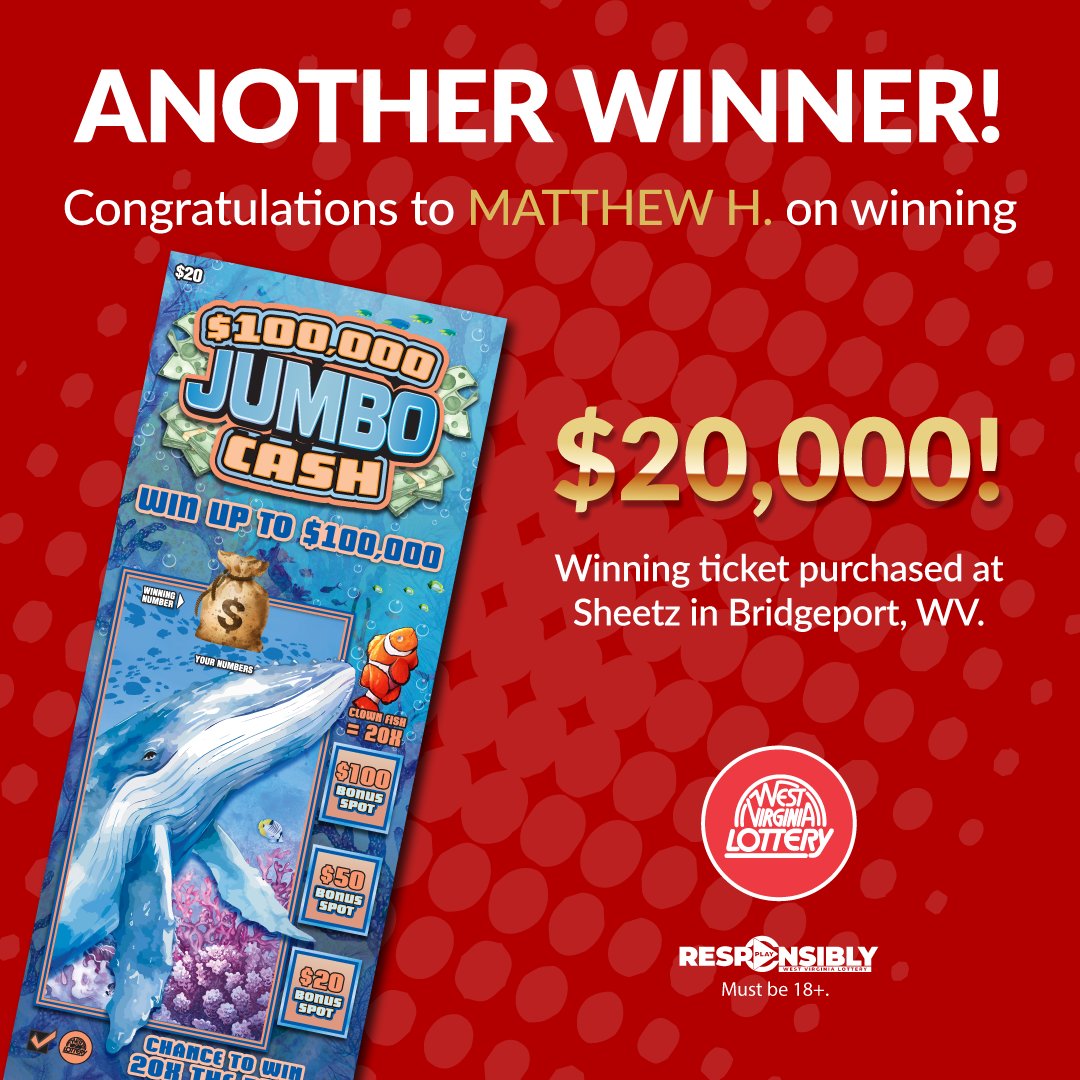 🎉Congratulations to Matthew H. on winning $20,000 with a $100,000
