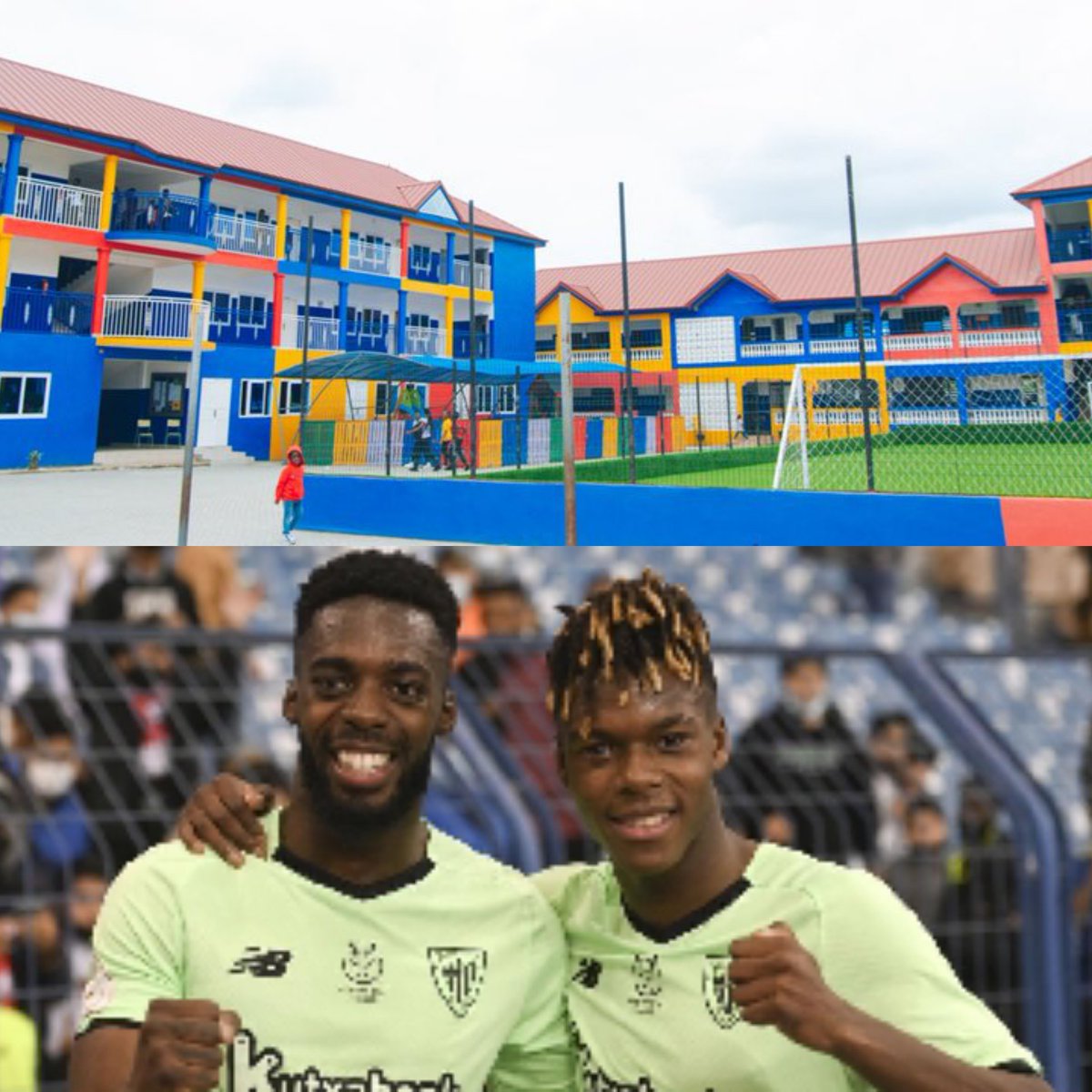 AfricaFirsts's tweet photo. Ghana's 🇬🇭 Inaki Williams and his brother Nico Williams 🇪🇸 established a modern school in the Greater Accra Region to provide educational opportunities for children. https://t.co/YaD3gyZvFB