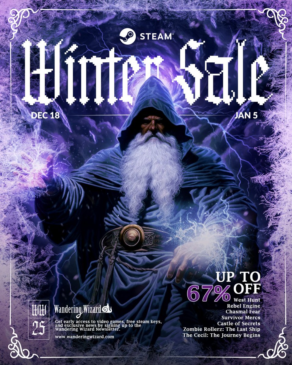 OfficialWWGames's tweet image. Discountus Maximus! ⚡ Find your new favorite Wandering Wizard game in the @Steam Winter Sale! 🧙#IndieGames #SteamGames