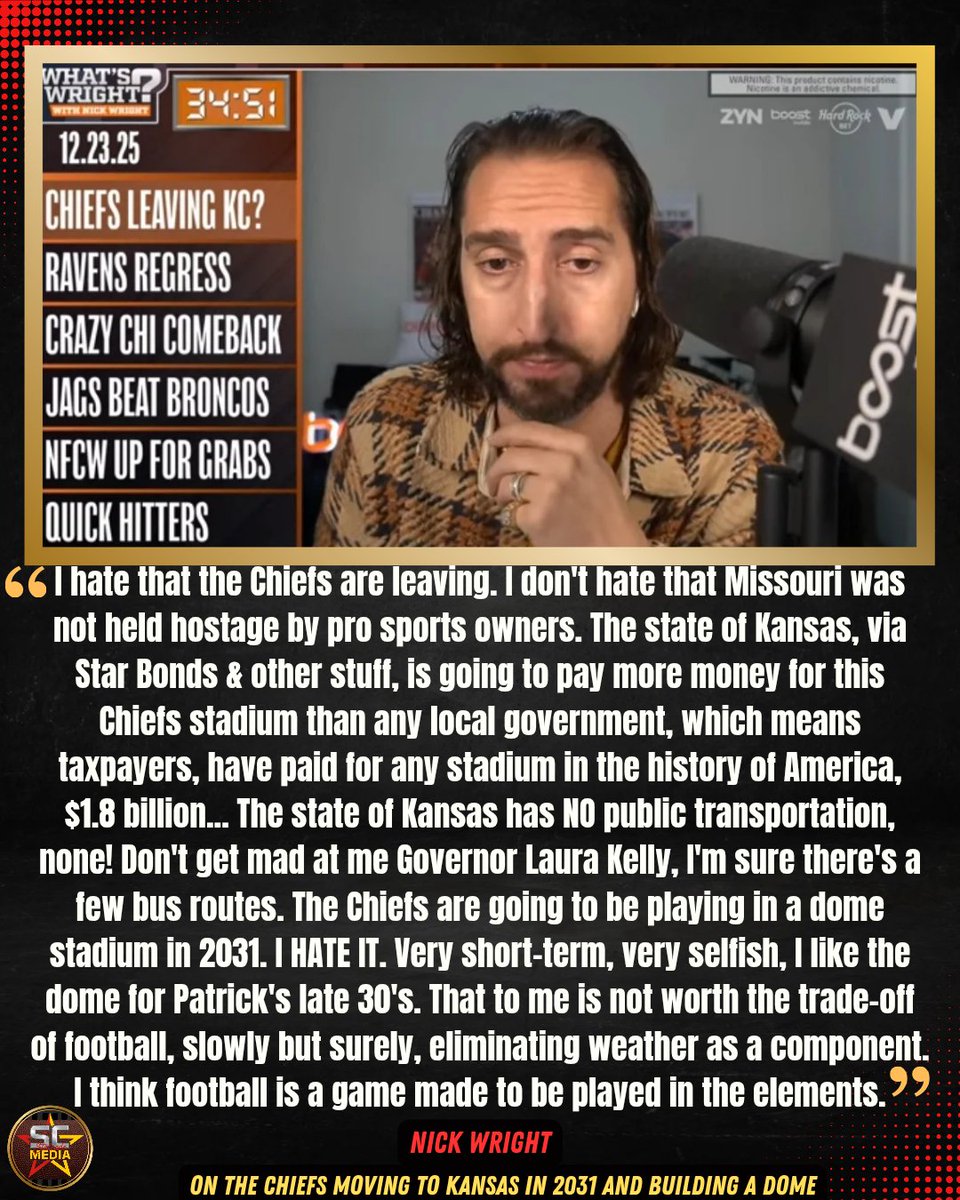 StarcadeMediaKC's tweet image. Nick Wright shared his thoughts on the #Chiefs building a dome &amp;amp; moving to Kansas.

via | @WhatsWrightShow