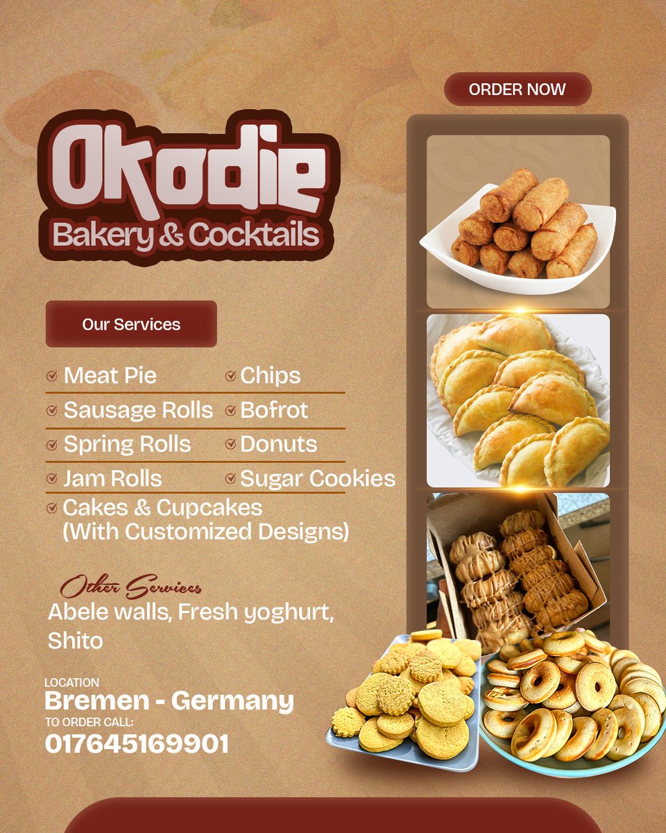 _designbits's tweet photo. Made this flyers and labels for Okodie Bakery &amp; Cocktails, what do you think  DM us to bring your ideas to life!  Follow us for design inspo and updates: Instagram, X, Facebook - @_designbits  

#Designbits #GraphicDesign #BrandDesign #CustomDesigns #FashionDesign #designwork https://t.co/bruHoD6pH1