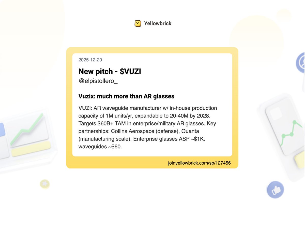 joinyellowbrick's tweet image. Added 64 new stock write-ups to the site (pt 2):
@MrSchmidt20 - $HRBR (special sit overview)
@jupiters_string - $1433.HK
@DGenchev - $PL (overview)
@West4thCapital - $SN (trimmed)
@elpistollero_ - $VUZI