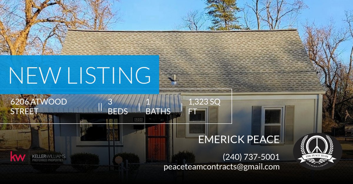 EmerickPeace's tweet image. 📍 New Listing 📍 Take a look at this fantastic new property that just hit the market located at 6206 Atwood Street in District Heights. Reach out here or at (240) 737-5001 for more information homeforsale.at/6206_ATWOOD_ST…