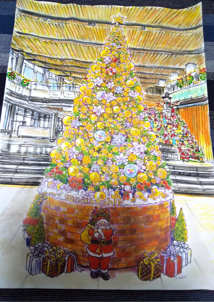 本日の新潟紹介イラスト。クリスマスイブなので塗り絵用に描いた新潟