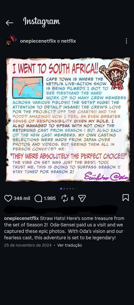Ninek1112's tweet photo. @Enkidu_9893 Eu imagino a cara de vcs descobrindo que é o próprio Oda quem esta escolhendo os atores do Live action, vcs estão tão chatos com essa bosta que acham mais fácil criticar as cegas do que confiar no cara que criou, escreve e desenha One Piece https://t.co/PgMoKseySo