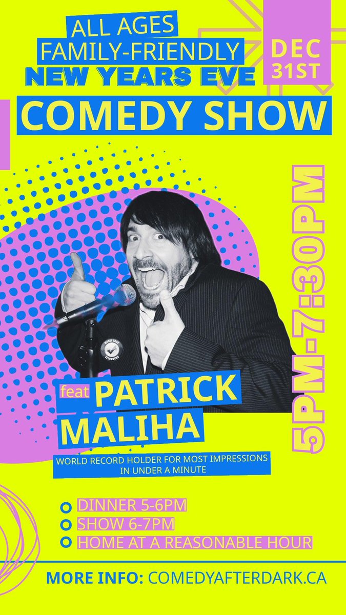 jturnerentgroup's tweet image. Ring in the New Year Dec 31 with the ever hilarious @PatrickMaliha at Comedy After Dark

TICKETS INCLUDE SHOW + SET GOURMET DINNER
Tickets and info here bit.ly/44FYDxH

Patrick Maliha
bit.ly/491OQ7T
World Record Holder