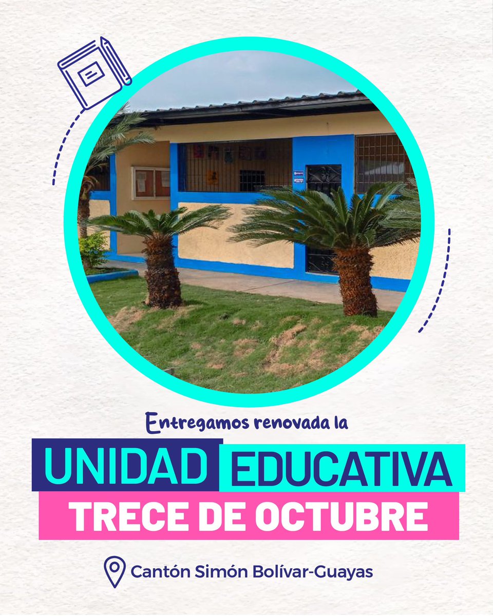 Educacion_Ec's tweet photo. 🏫 Entregamos totalmente renovada la Unidad Educativa Trece de Octubre, un compromiso cumplido para mejorar la infraestructura escolar.

💰Gracias a una inversión superior a USD 257 mil, hoy 600 estudiantes cuentan con aulas modernas y seguras para aprender.

¡#ElNuevoEcuadorCumple y se construye con hechos!