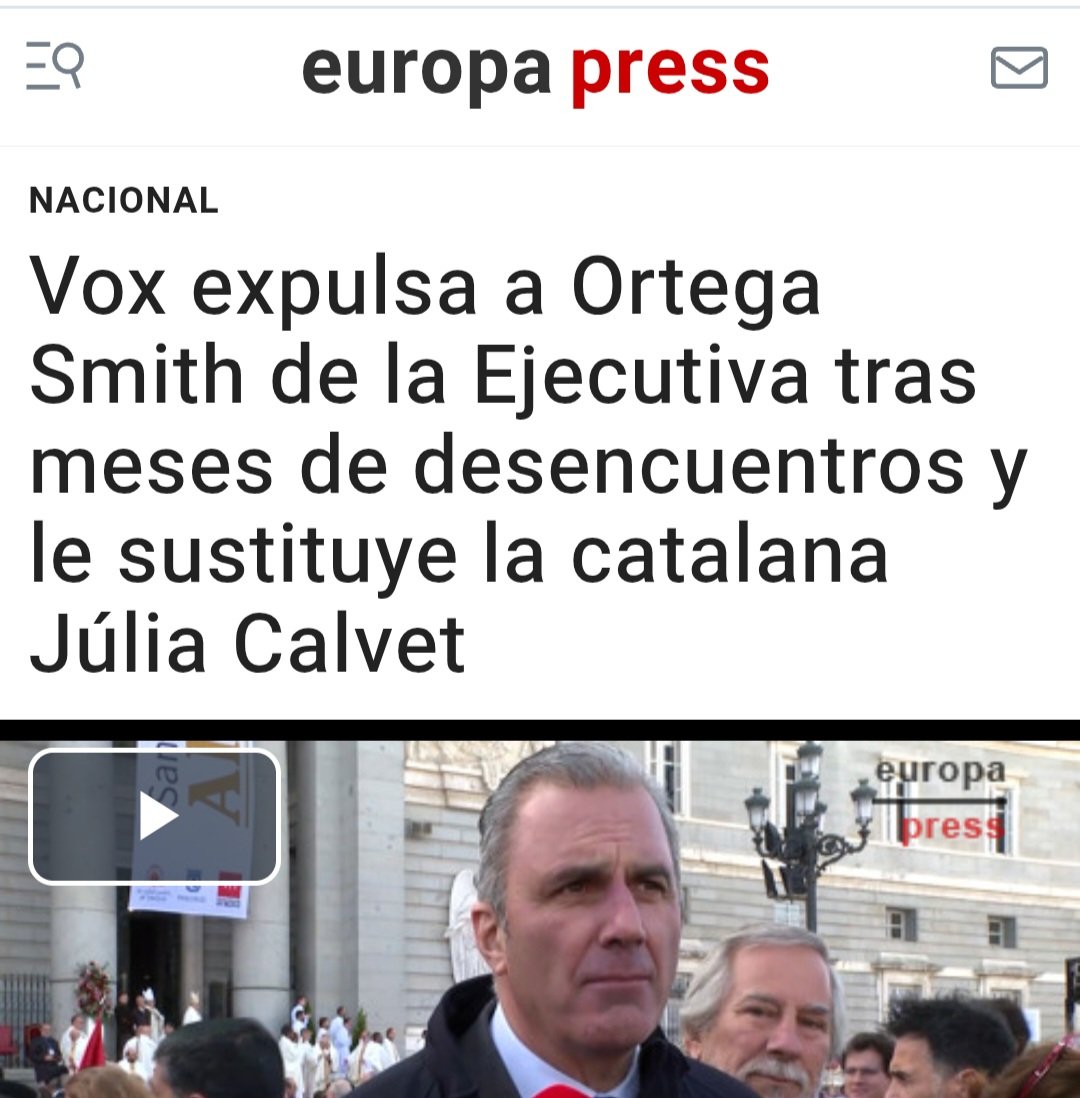 Javier Ortega Smith fue uno de los fundadores del partido, se ha dejado la piel por él durante años y siempre ha defendido valientemente lo que considera correcto. Qué tristeza todo esto...