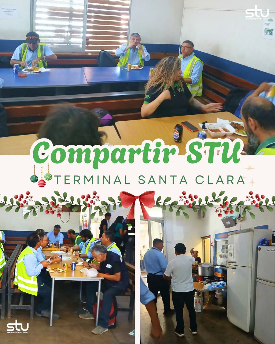 🎄 En el Terminal Santa Clara realizamos un compartir de Navidad junto a todas las personas que forman parte de STU, fortaleciendo el encuentro, la comunidad y el trabajo en equipo. ¡Gracias por su compromiso!

#STU #electromovilidad #busesred #buseselectricos #redmovilidad 🎄💚