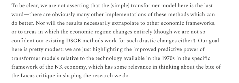 In response to comments by  <a href="/OlivierWang1/">Olivier Wang</a> <a href="/bechhof/">Nathaniel Bechhofer</a>  and others, we added a note to the post which makes another comparison

Here, we compare a transformer which has only access to "y" variables against a reduced form Kalman filter which also guesses structure. Transformer wins