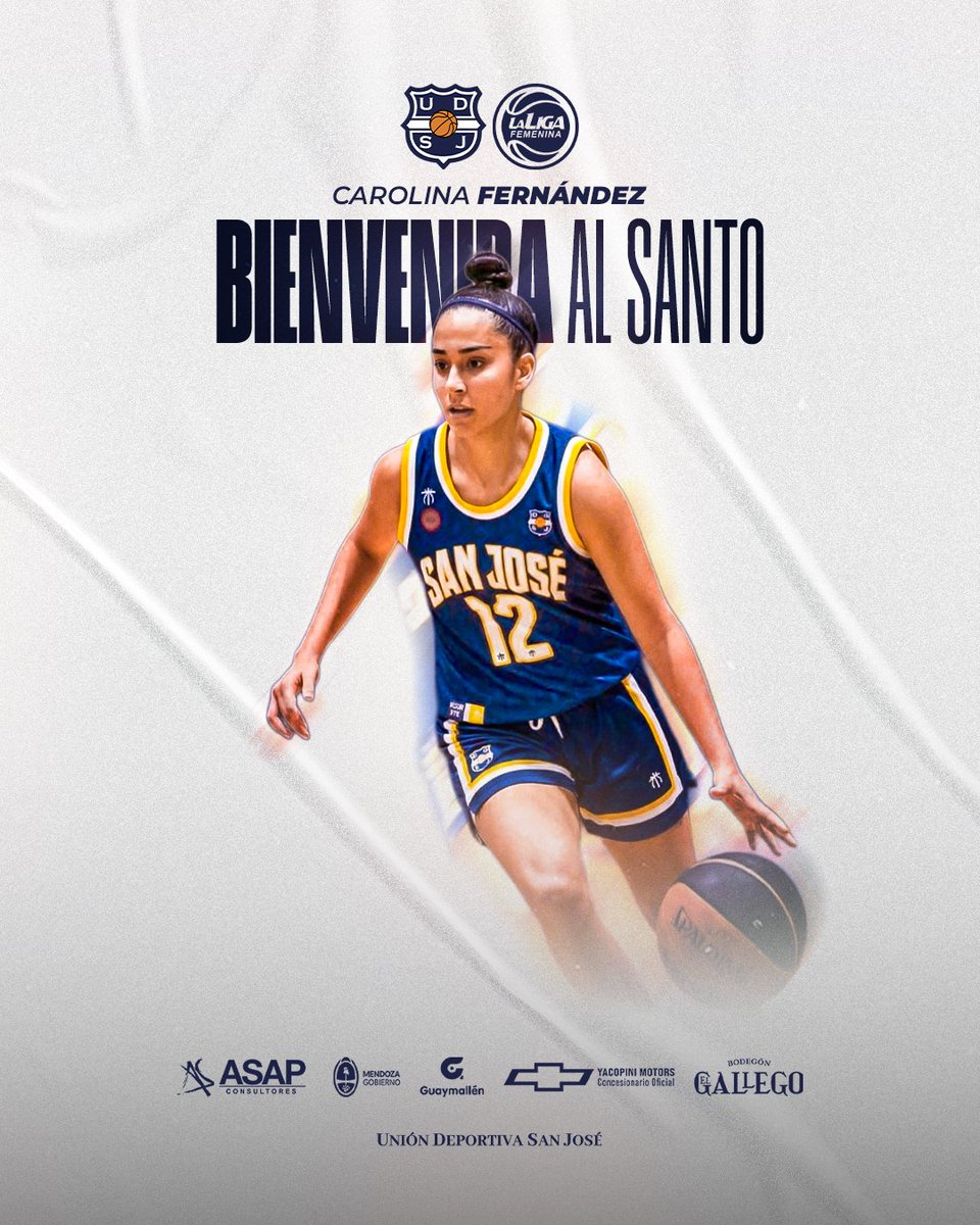🇺🇾👋🏻¡𝙃𝙊𝙇𝘼 𝘾𝘼𝙍𝙊!

Carolina Fernández es flamante incorporación del Club Unión Deportiva San José.

La base uruguaya llega para sumar jerarquía y carácter al equipo en este Torneo Clausura. 

¡Bienvenida a San José, Caro! 🤍💙🇺🇾🏀

#LaLigaFemenina 
<a href="/LFBArgentina/">La Liga Femenina</a>