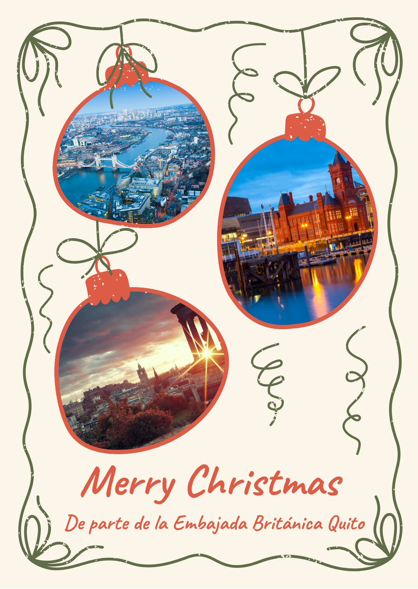 Querid@s seguidor@s:
🎄✨ Que esta #Navidad esté llena de paz, alegría y momentos especiales junto a las personas que más quieres. ¡Feliz Navidad!✨🎄
Embajada Británica Quito