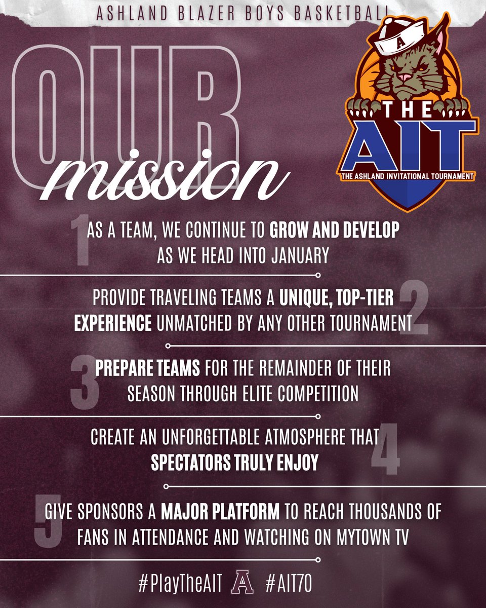 The mission: growth, preparation, and delivering a first-class event that teams, fans, and community partners enjoy. We hope to see you at James A. Anderson Gymnasium for some post-holiday hoops this weekend! 🏀 #AIT70 #PlayTheAIT