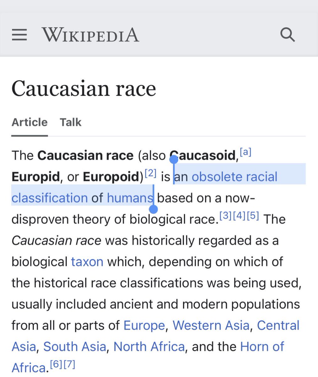 travelingflying's tweet image. White people are “an obsolete racial classification of humans” according to Wikipedia.