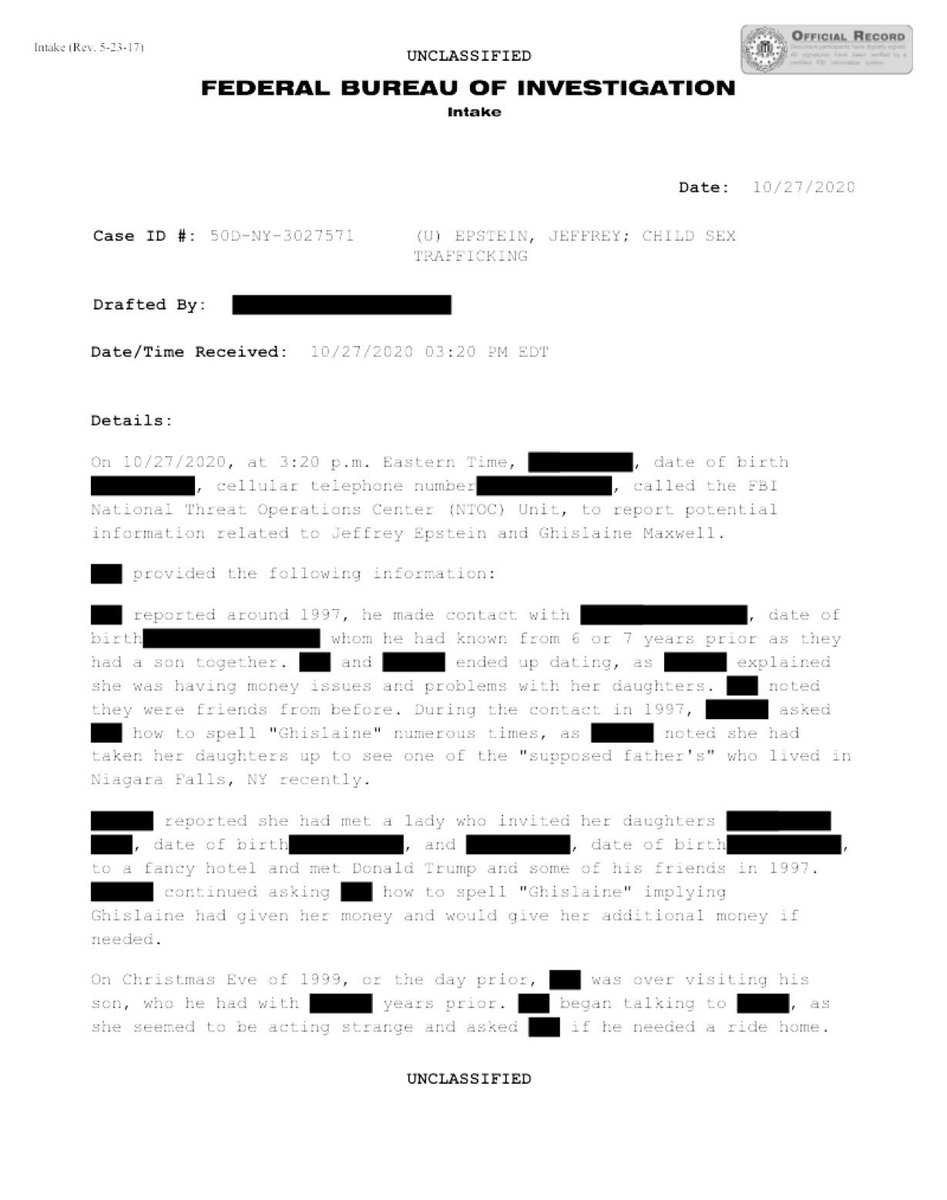 TribunePop23's tweet image. 🚨ALERTE INFO

Le nom du président Trump vient de refaire surface de manière spectaculaire dans l'affaire Epstein… Il existe un document du FBI où quelqu'un aurait apparemment déclaré aux autorités que Trump et Jeffrey Epstein avaient violé une femme.

Dans le rapport…