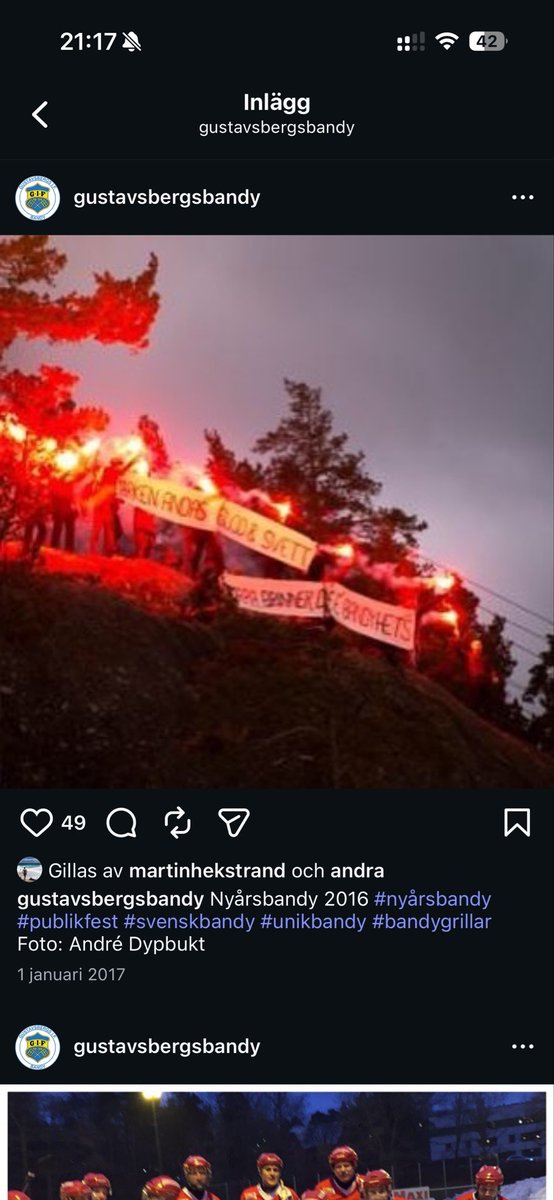 MarcusWilberg's tweet photo. Under flera år använde Gustavsbergs Bandy gladeligen bilder på ungdomarna som klättrat upp på berget. Där har vecklat ut sina handmålade banderoller och antänt ett antal pyrotekniska pjäser för att hylla bandyn och de lokala profilerna i laget. https://t.co/ttH5afPmF9