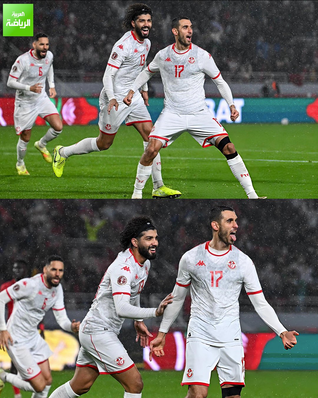 احتفال إلياس السخيري بعد تسجيل هدف التقدم لتونس أمام أوغندا 