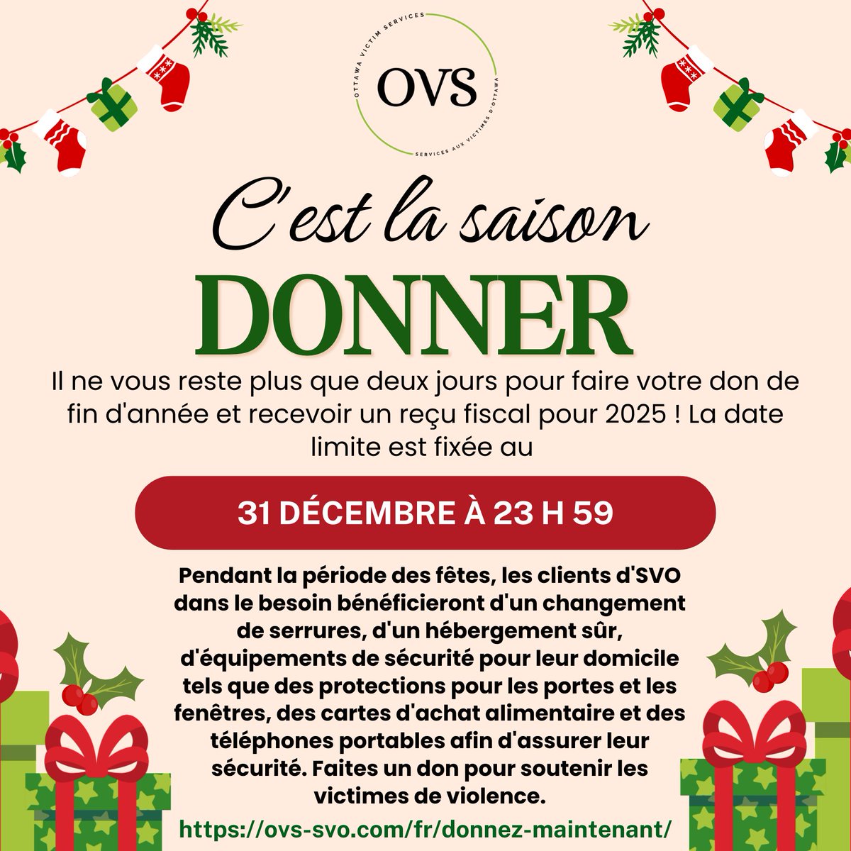 🎄Only 2 days left to make your year-end gift and receive a 2025 tax receipt!🎄

Make a donation by December 31st at: ovs-svo.com/give-today/