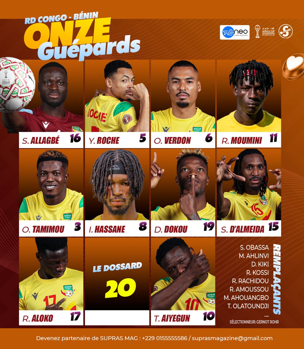 supras_mag's tweet photo. CAN MAROC 🇲🇦 2025 11 du Bénin 🇧🇯 face à la RD Congo 🇨🇩 https://t.co/VsnXodmUl9