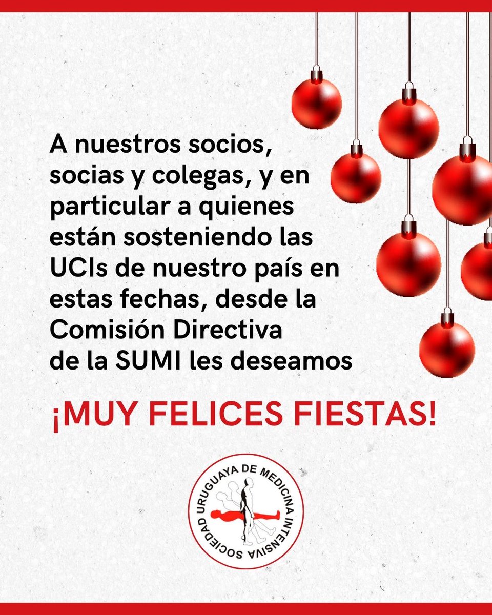 SUMI agradece a cada socio y socia por el compromiso, la vocación y el trabajo colectivo que hacen posible una atención de calidad cada día, y especialmente a quienes sostienen las UCIs en estas fechas.

Que el 2026 nos encuentre con salud, bienestar y nuevos desafíos compartidos