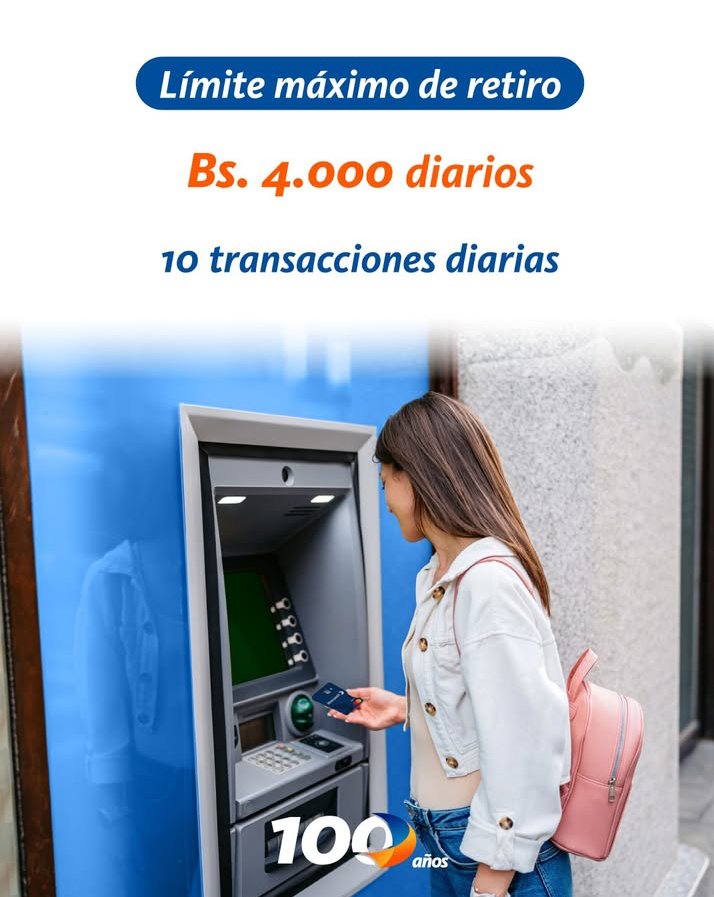 Mercantil Banco acaba de anunciar en su Instagram el aumento del límite máximo para retiros de efectivo en sus Cajeros Automático con la Tarjeta mastercard debit 🔴🟡 Mercantil.

Ahora retira en 10 transacciones diarias, Bs. 4000
#BreakBancario