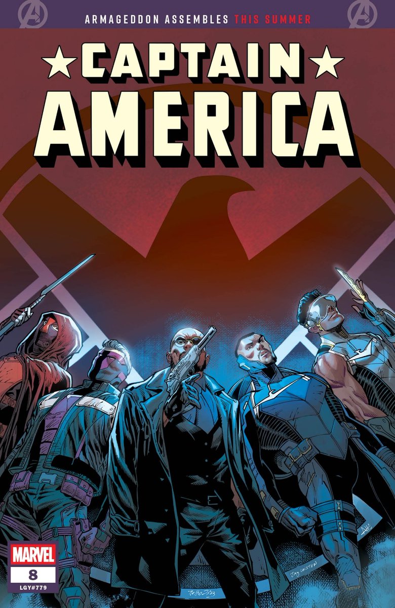 SteveRogersNews's tweet photo. THREAD: Marvel March 2026 Solicitations for Captain America!

'CAPTAIN AMERICA' (2025) #8.

Written by Chip Zdarsky.
Art by @d3lio_d and @_frinks_
Main Cover by @ValerioSchiti and @frankmartinbox.
Variant Covers by @nethodiazz; Valerio Schiti.

⭐ ON SALE: March 4, 2026! ⭐ https://t.co/eWF5NJlAem