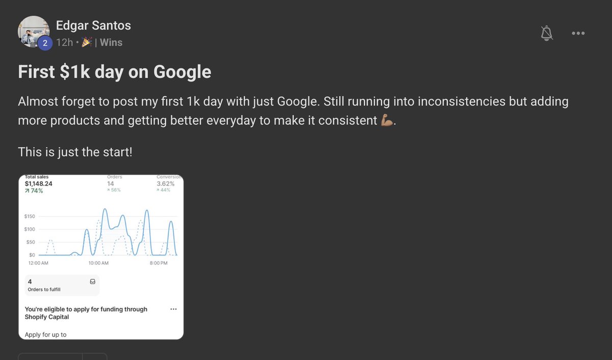 Right system + execution = $1K days 🤑

Another member just hit his first $1K day.

Same blueprint.
Same Google Ads setup 🤌🏻

Are you going to be our next success story?

Like + retweet, comment “FREEDOM” &amp; I’ll send you the info!
