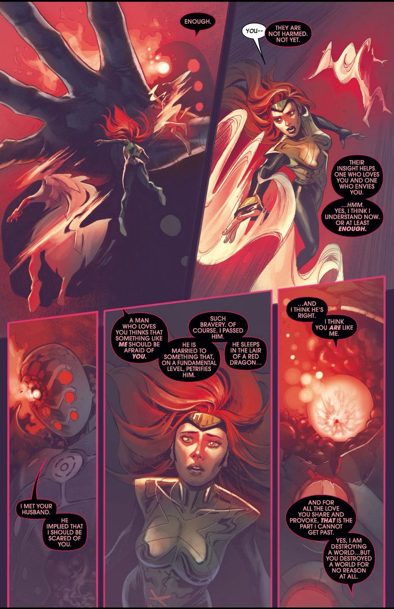 ChampagnePuthy's tweet photo. “Sometimes you are a saint, Jean Grey. But at other times, you are a violent bully. And, above all, once, you destroyed a world. You can never make up for it. You are the Phoenix. Now and forever.”

Best Jean Grey issue since Morrison. https://t.co/Gwflcw2oy4