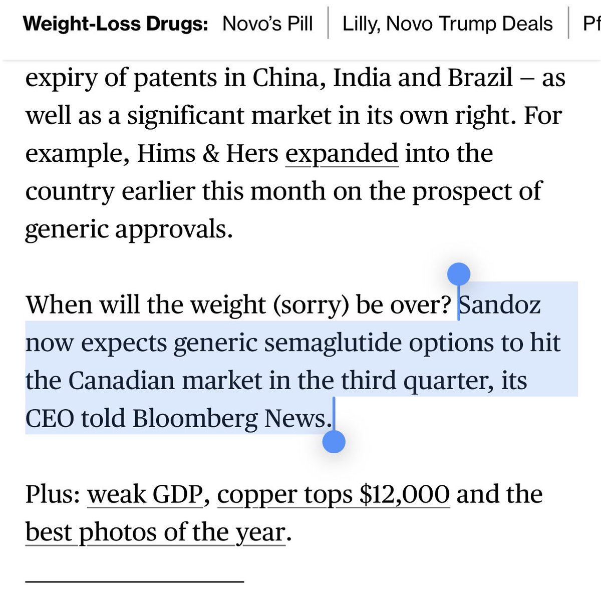 ResearchPulse1's tweet image. Here’s another Potential big Christmas present for $NVO if true. That launch of biosimilars In Canada is pushed plus 8 months back 

$LLY $VKTX