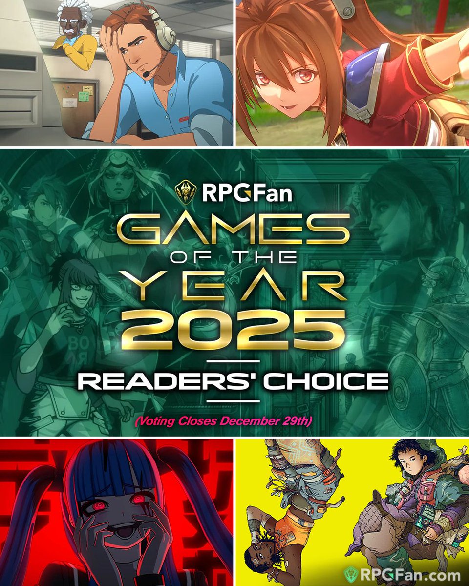 rpgfancom's tweet image. Our GOTY Awards are not just for staff, but YOU TOO, dear RPGFan readers!💚👑  VOTE for what games were the year's best and brightest in our Reader's Choice - 2025 Games of the Year poll.

Vote! 👉 rpgfan.com/2025/12/22/gam…