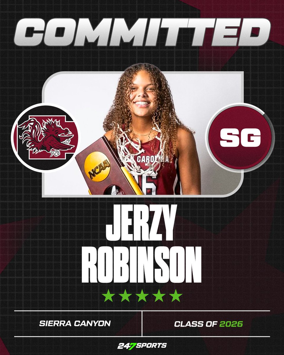 DushawnLondon1's tweet image. BREAKING: Jerzy Robinson, the No. 3 overall prospect in the class of 2026, has committed to the South Carolina Gamecocks. 

The five-star prospect chose South Carolina over LSU and UConn. 

Story: 247sports.com/college/basket…