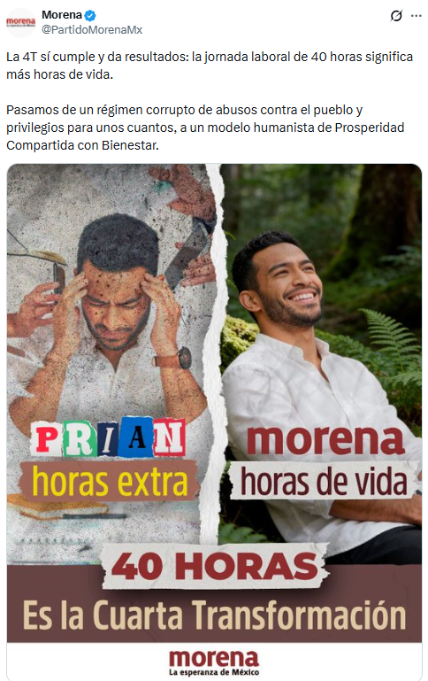 Morena y el PRI: comunican igual y, además, mienten igual.

1995 fue un año en la que todas nuestras familias vivieron una crisis económica terrible que nos endeudó por décadas con el Fobaproa.

Y Morena evitó este año la aprobación de nuestra iniciativa de las 40 horas pese a