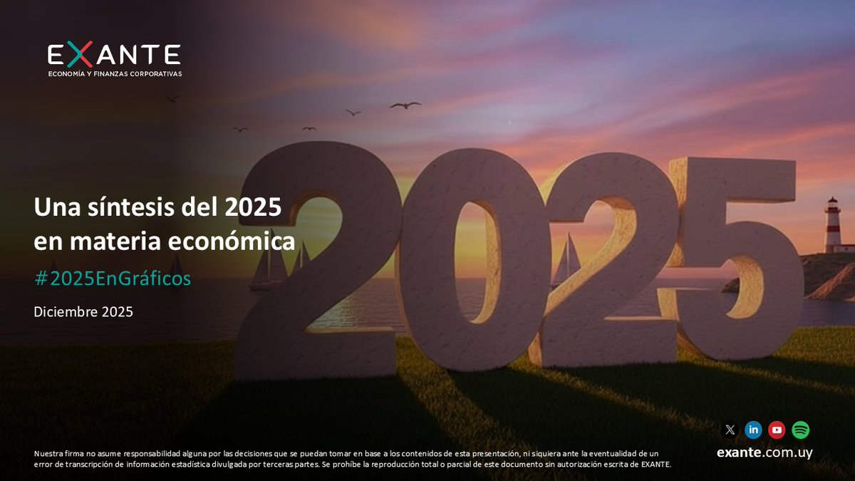 Como es tradición, en @EXANTE_UY nos propusimos armar una síntesis gráfica de lo que significó 2025 en materia económica. A continuación, les compartimos un 🧵 con nuestra lectura de #2025EnGráficos 🤓[1/31]