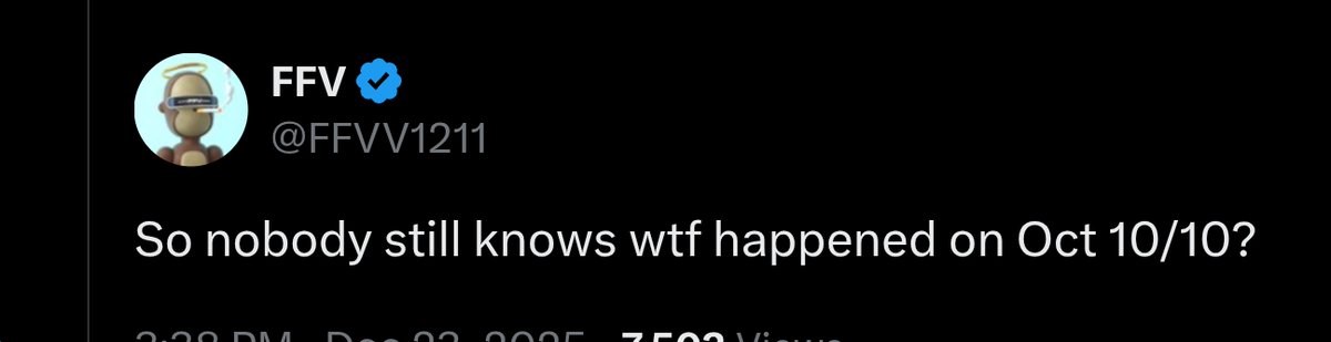 MastrXYZ's tweet image. Well. Crypto is broken.

Criminals run price discovery and we all pretend it is normal.

And idiots still keep their money on Binance or even buy $ASTER

Everyone knows what happened;

On 10/10 #Binance printed lows that were statistically impossible compared to every other major…