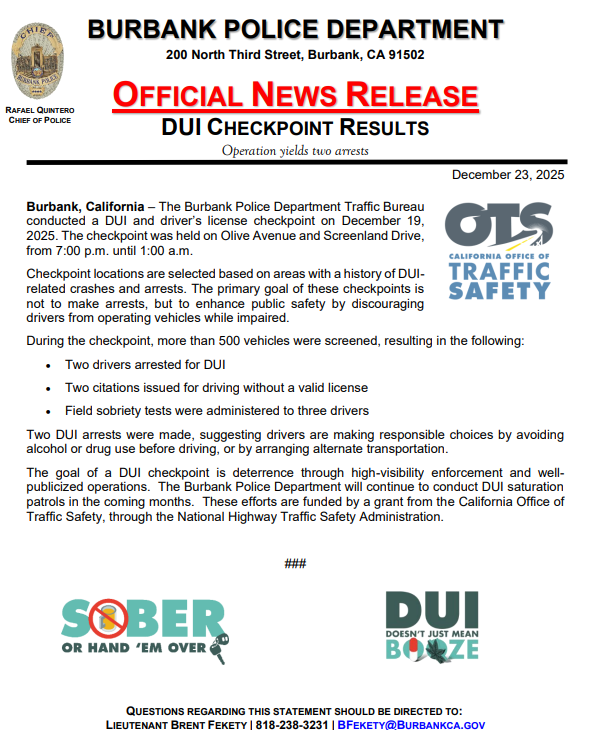 Burbank Police tweet media