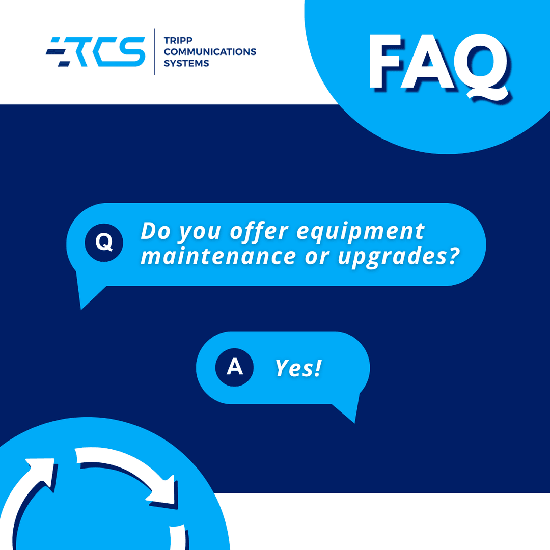 Trippcomm's tweet photo. Do TCS systems come with maintenance or upgrades? 

Yes, every purchase includes free system upgrades and maintenance for the life of your equipment. 

That means your system stays current, reliable, and performing at its best without added costs or surprise service fees. https://t.co/AJt2oAkeNV