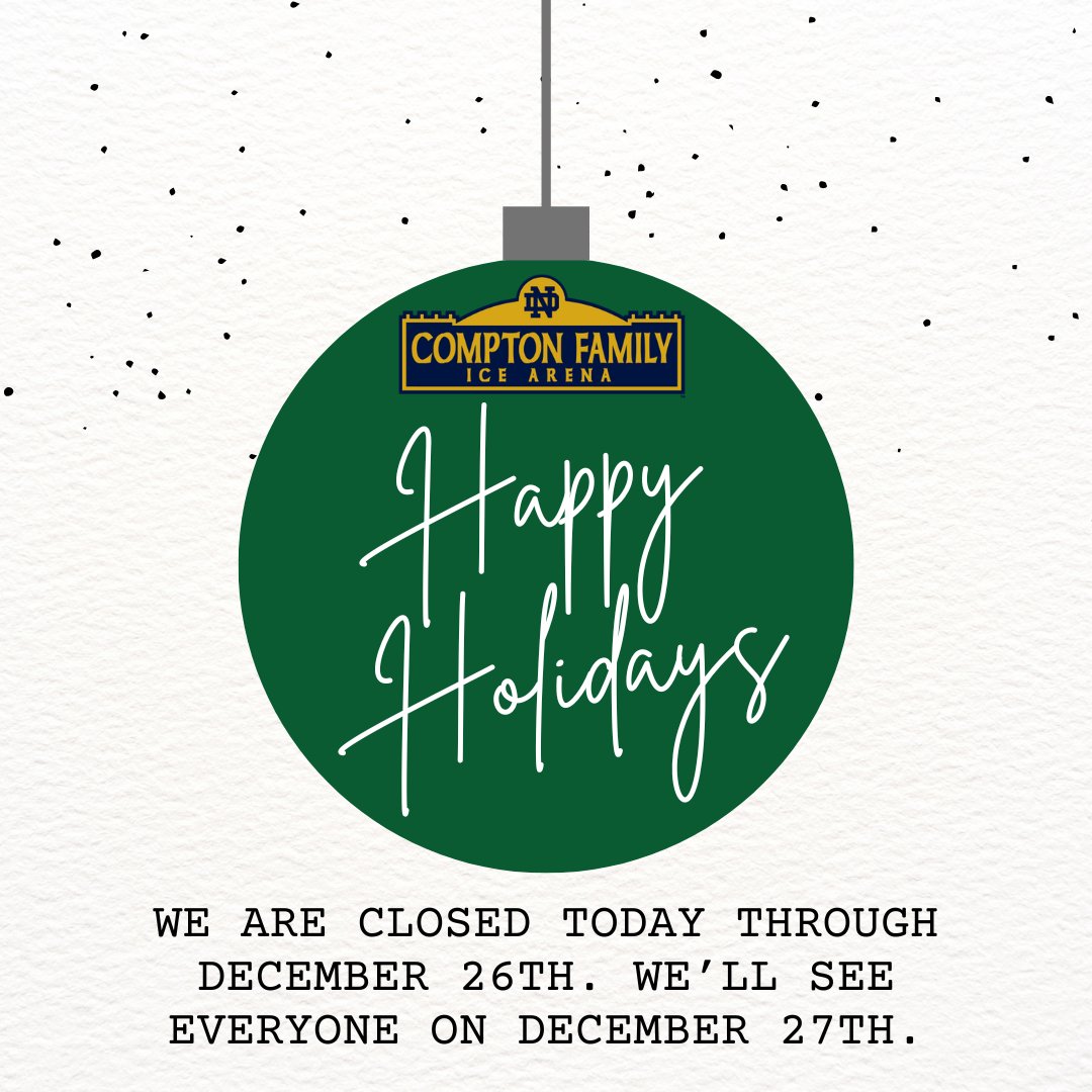 NDCFIA's tweet image. We are closed to allow our staff to relax and recharge. We will reopen on Saturday for the youth hockey tournament.