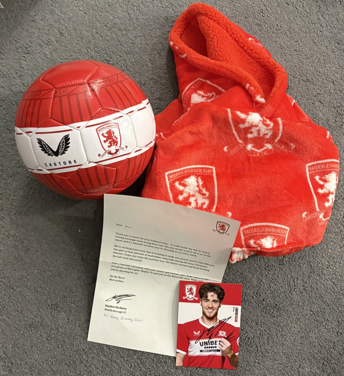 ChrisUTB's tweet photo. Josie is buzzing with her letter off Hayden Hackney at the @Boro and her and Meg’s birthday gifts, totally unexpected, lovely gesture by the club. #UTB #family #haydenhackney https://t.co/KdIzCHN4Ig