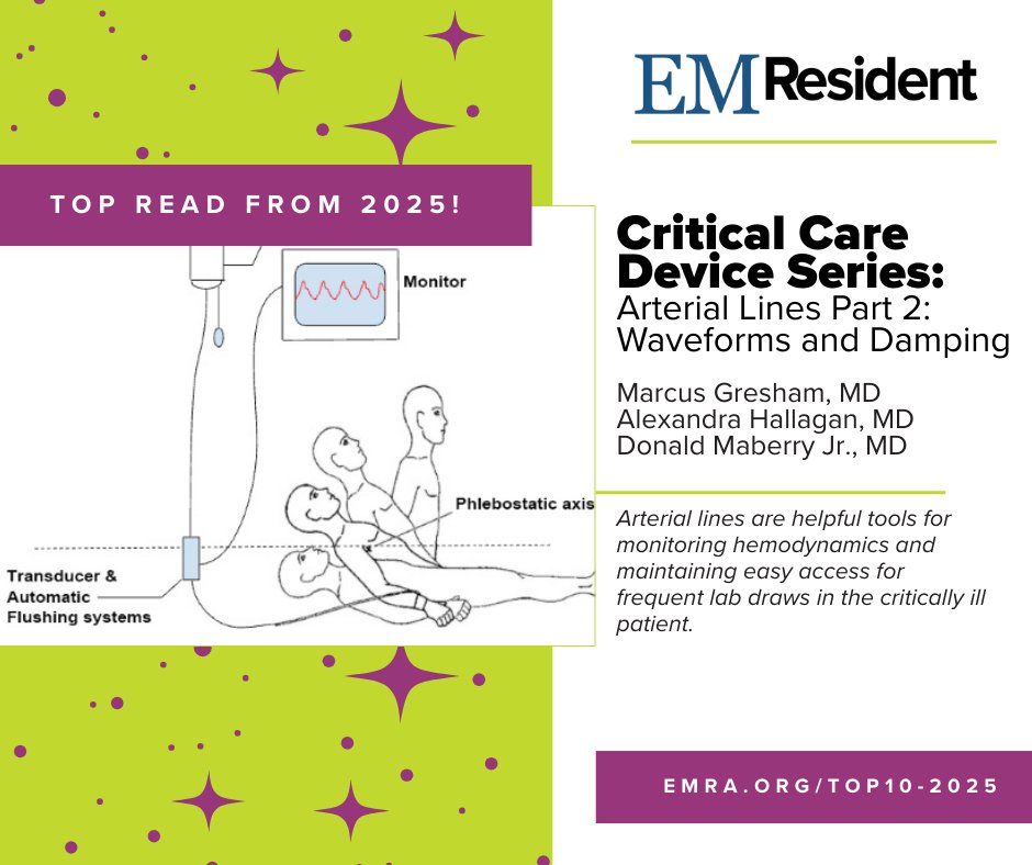 emresidents's tweet image. Learn more about arterial lines and central vertigo from some of our fan favorite EM Resident articles at emra.org/top10-2025!

🔹Arterial Lines - Waveforms and Damping

🔸Take a HINT on Central Vertigo in the Emergency Department

@EmoryEM @alexhallagan

#EMResident #MedEd