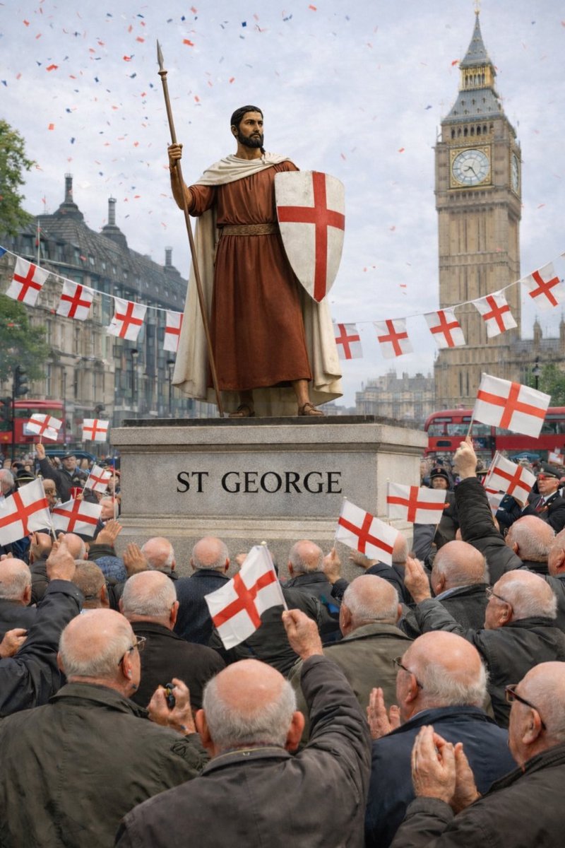 daniellismore's tweet image. 🏴󠁧󠁢󠁥󠁮󠁧󠁿🏴󠁧󠁢󠁥󠁮󠁧󠁿🏴󠁧󠁢󠁥󠁮󠁧󠁿🏴󠁧󠁢󠁥󠁮󠁧󠁿🏴󠁧󠁢󠁥󠁮󠁧󠁿🏴󠁧󠁢󠁥󠁮󠁧󠁿🏴󠁧󠁢󠁥󠁮󠁧󠁿🏴󠁧󠁢󠁥󠁮󠁧󠁿☕️🫖

Saint George was not English. He never lived there. He never travelled there. He never imagined it.

He was born in Cappadocia. Modern Türkiye. Eastern Roman Empire. Borderland heat. Dust. Trade routes. His mother was from Lydda in what is now Palestine.…