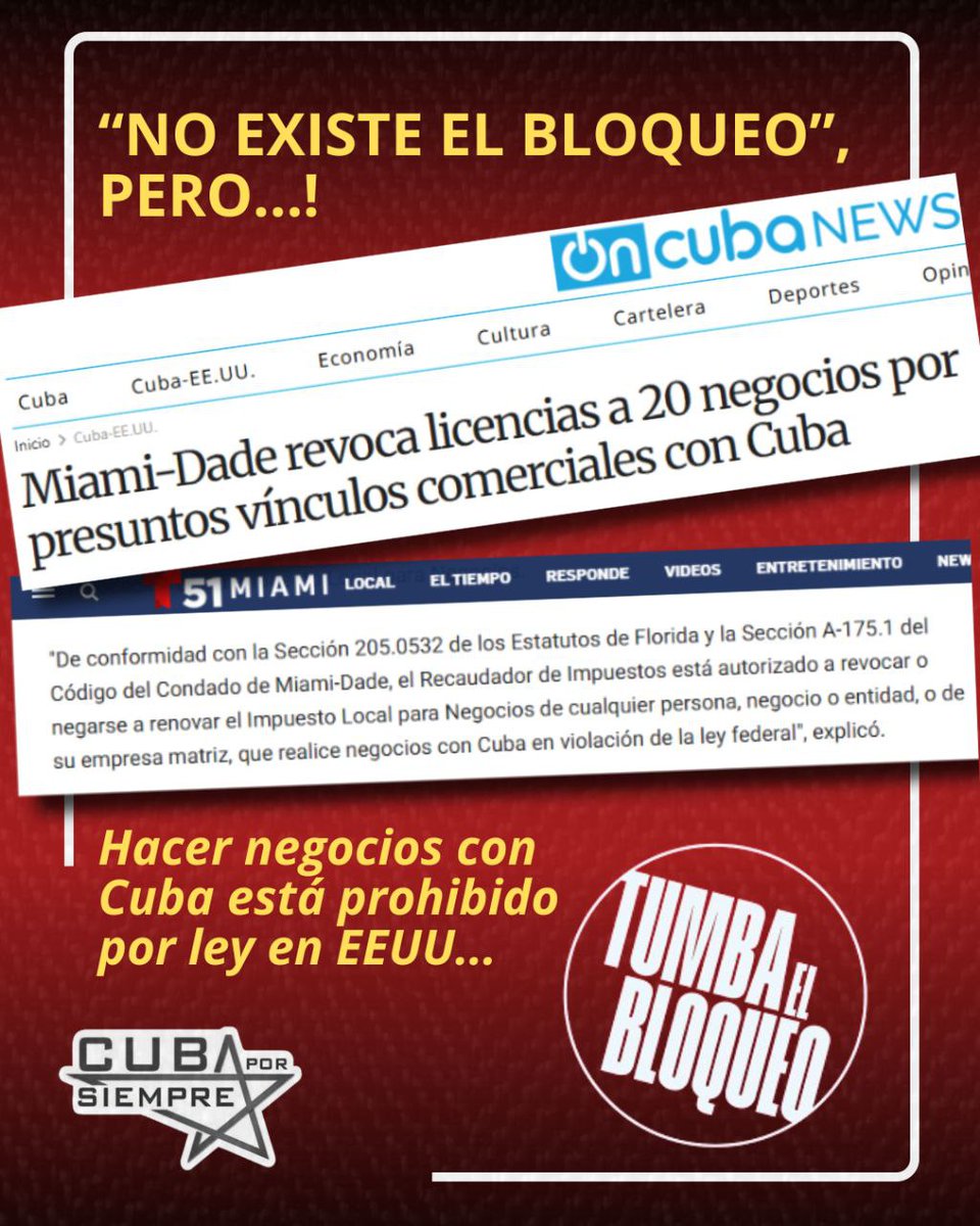 CubaPorSiempre_'s tweet image. 🇺🇸🇨🇺 El bloqueo no existe, dice el innombrable Secretario de Estado Marco Rubio, pero que en EEUU está prohibido comerciar con Cuba, esa una realidad tangible y palpable #TumbaElBloqueo