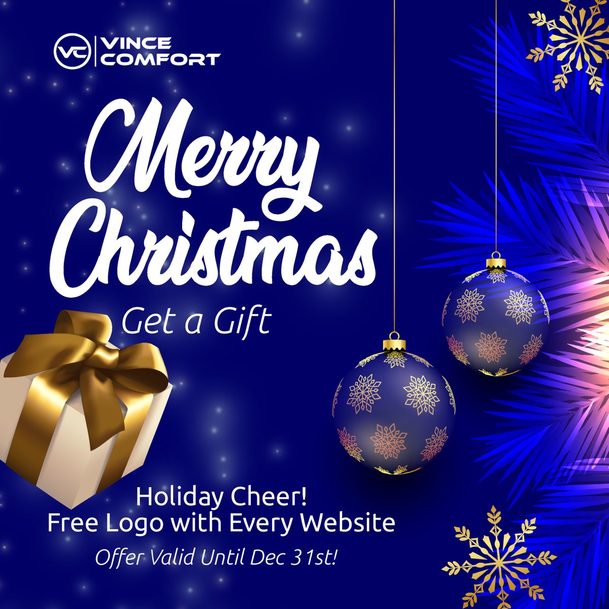 🎄Season’s Greetings! 

Let’s celebrate Christmas together – get a professionally designed logo free with every website design package. 
Offer valid until Dec 31st!
For More info: vincecomfort.com 

🎅Merry Christmas!☃️
