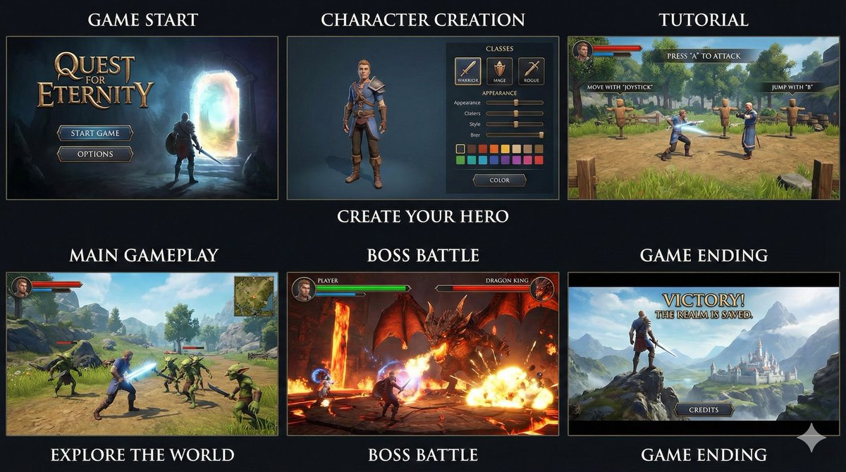 Six screen game grid