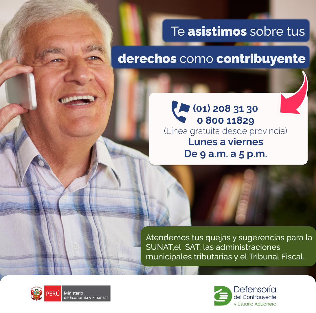 DefContrib's tweet image. Contáctanos a nuestros números telefónicos:
📲(01) 208 31 30
☎️0800 118 29.
De lunes a viernes, entre las 9 a.m. a 5 p.m.
También nos puedes escribir al 📩
defensacontribuyente@mef.gob.pe